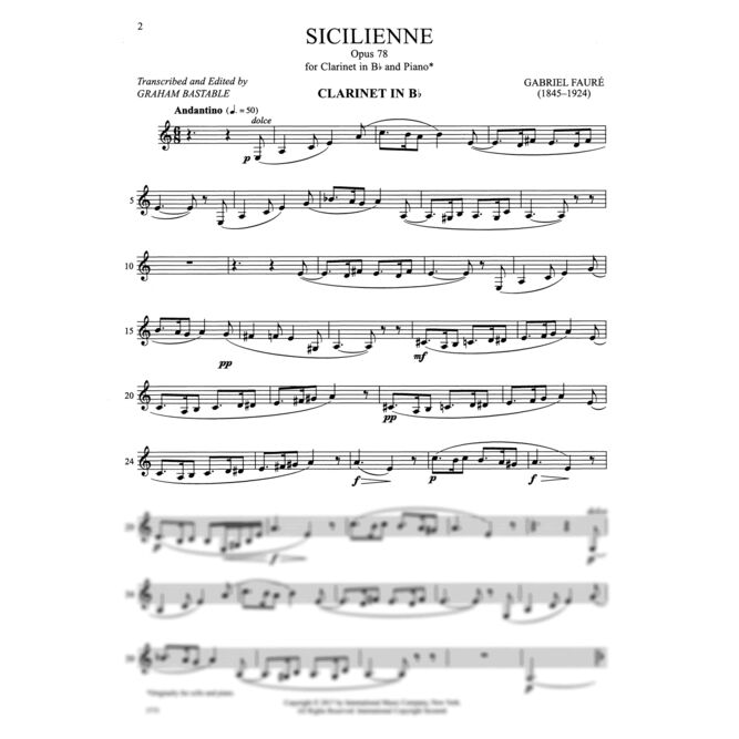 FAURE, GABRIEL.- SICILIANA OP.78 SAMPLE 1